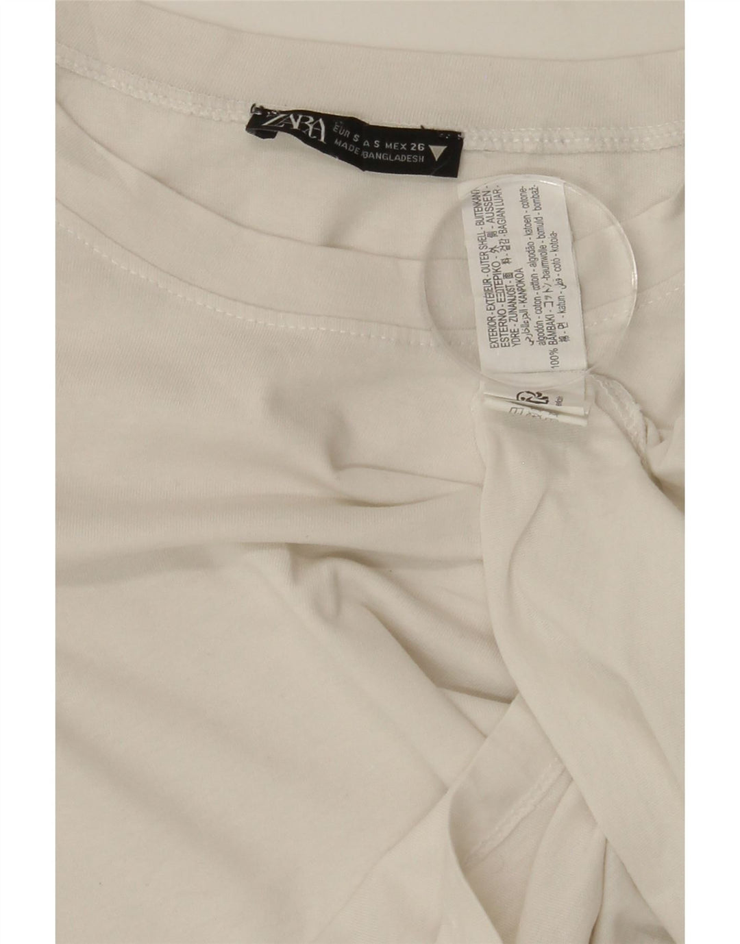 ZARA Womens T-Shirt Top UK 10 Small White Cotton Vintage Zara and Second-Hand Zara from Messina Hembry 