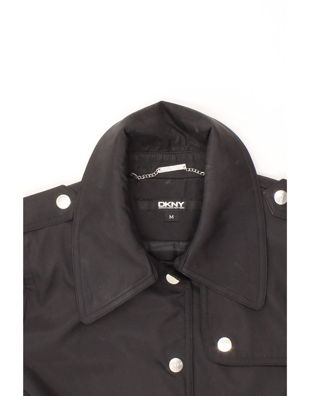 DKNY Womens Trench Coat UK 14 Medium Black Polyester Vintage Dkny and Second-Hand Dkny from Messina Hembry 