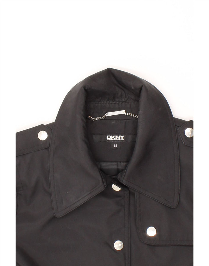 DKNY Womens Trench Coat UK 14 Medium Black Polyester Vintage Dkny and Second-Hand Dkny from Messina Hembry 
