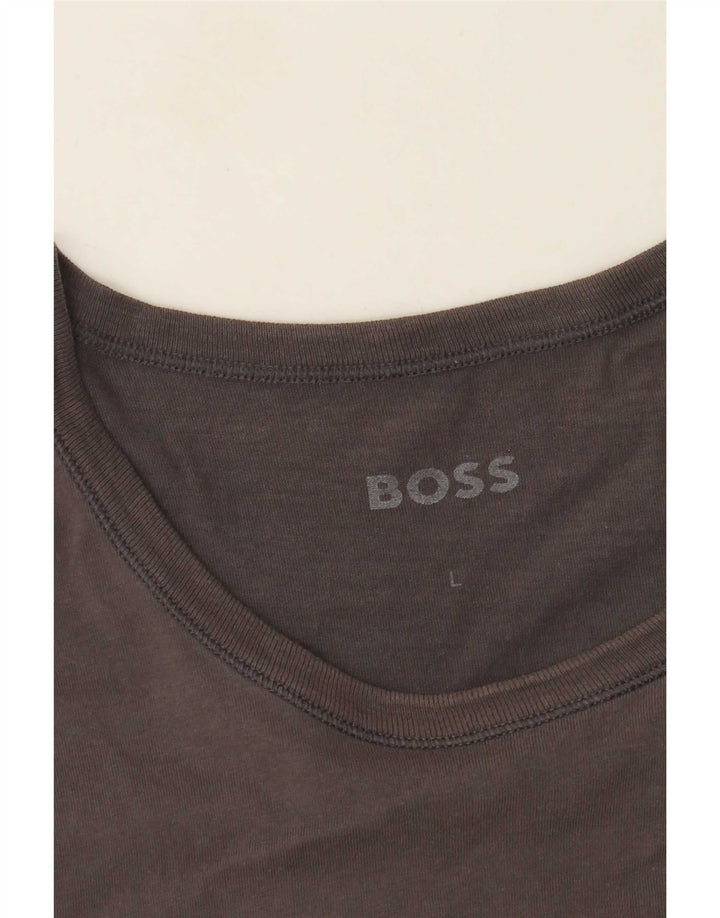 Hugo Boss Dame T-Shirt Top UK 14 Stor Grå