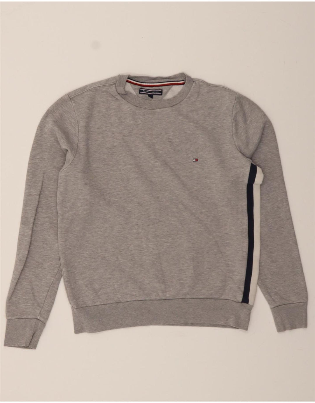 TOMMY HILFIGER Mens Sweatshirt Jumper Small Grey Colourblock Vintage Tommy Hilfiger and Second-Hand Tommy Hilfiger from Messina Hembry 