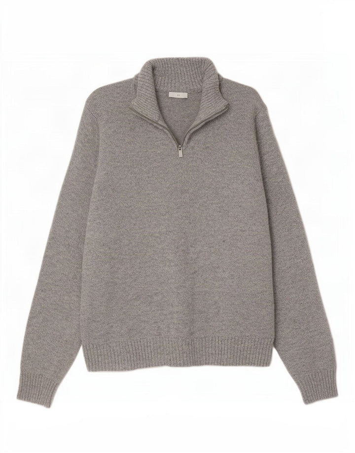 Marks & Spencer Herre sweater med lynlåshals mellemgrå uld