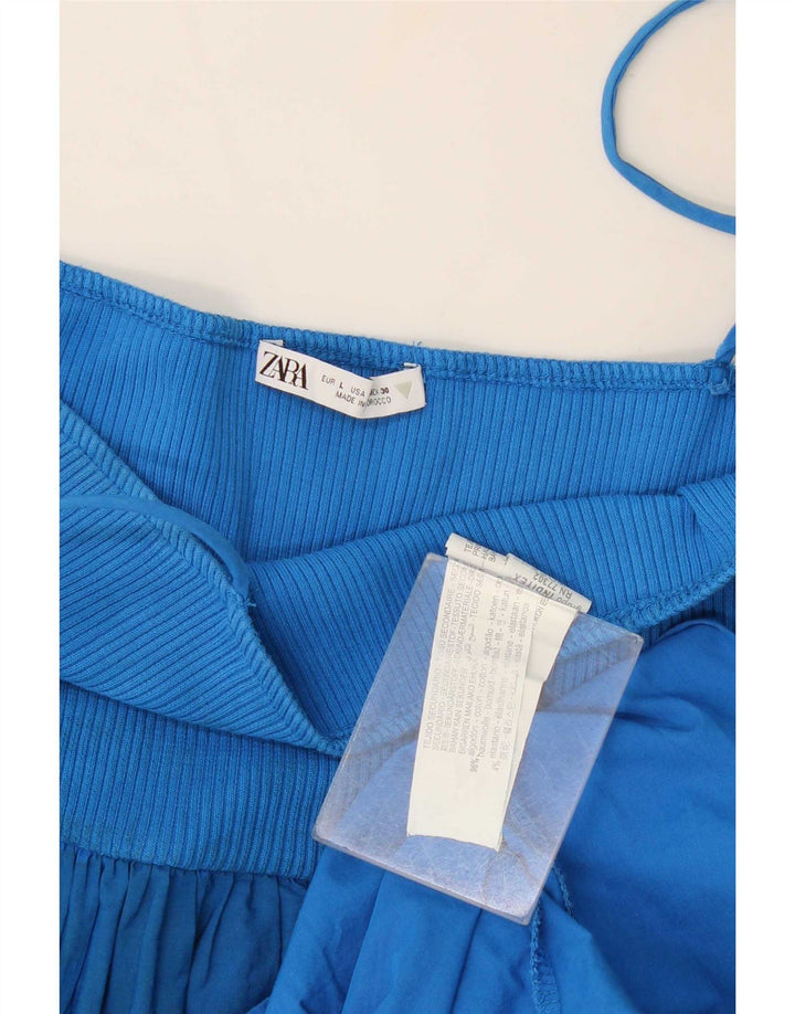 Zara Dame Sundress UK 14 Large Blue Cotton
