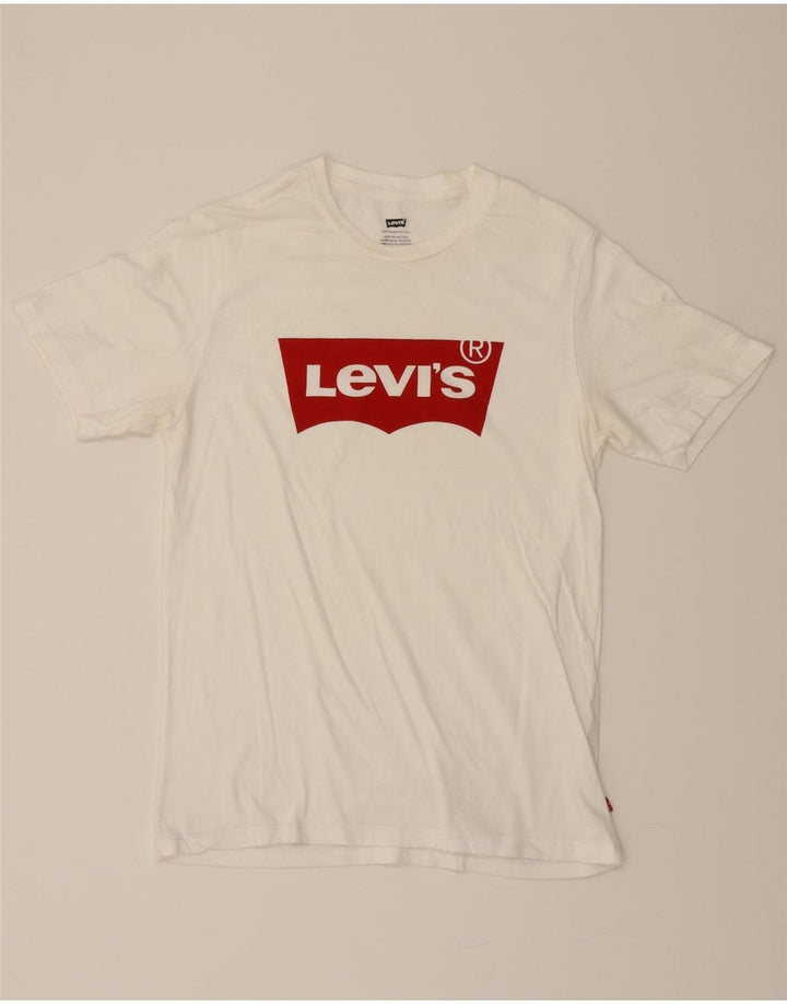 LEVI'S Mens Graphic T-Shirt Top Small White Vintage Levi's and Second-Hand Levi's from Messina Hembry 