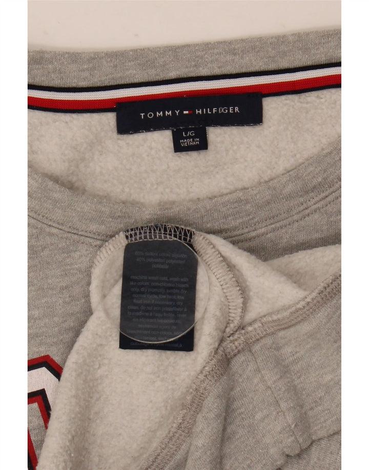 Tommy Hilfiger Dame Grafisk Oversized Sweatshirt Jumper UK 16 Stor Grå