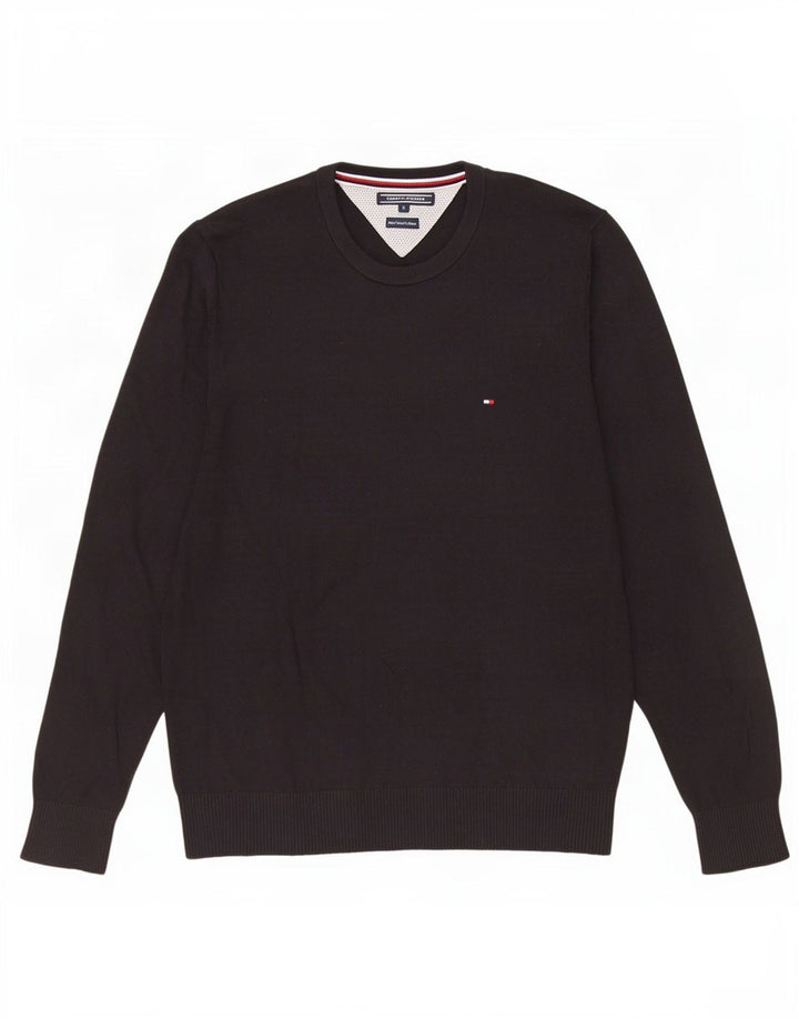 Tommy Hilfiger Herre Crew Neck Jumper Sweater Stor Sort Bomuld