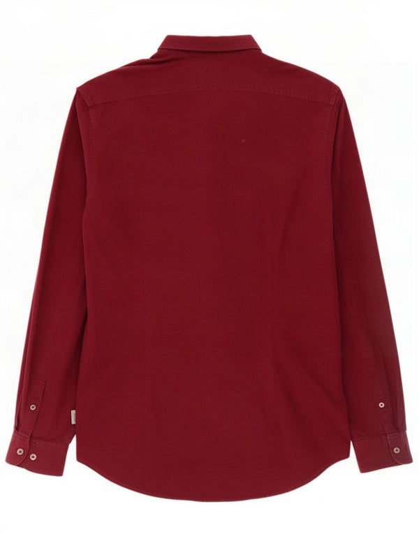 Calvin Klein Jeans Herre Slim Fit skjorte Stor Bourgogne bomuld