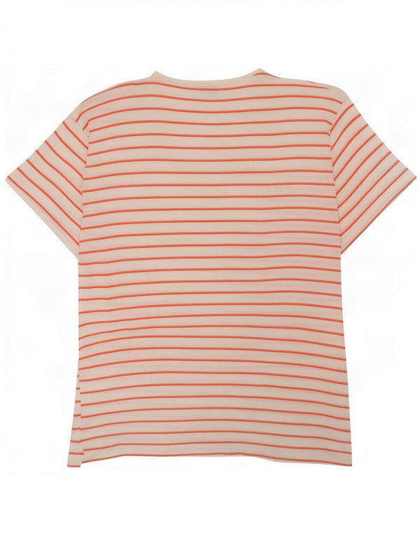 C&A Dame T-Shirt Top UK 16 Stor hvid stribet bomuld