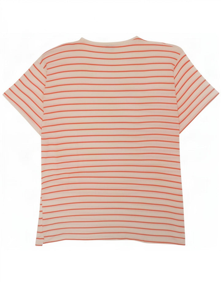 C&A Dame T-Shirt Top UK 16 Stor hvid stribet bomuld