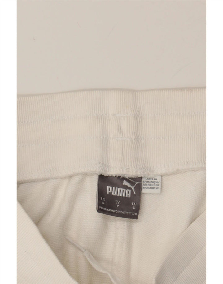 PUMA Womens Graphic Tracksuit Trousers Joggers UK 10 Small  White Vintage Puma and Second-Hand Puma from Messina Hembry 