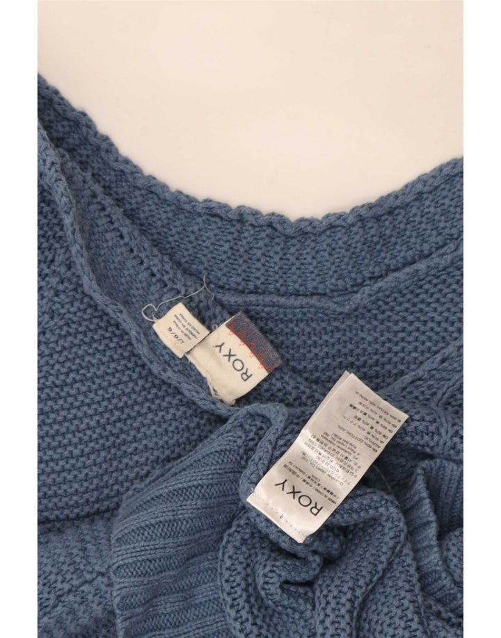 Roxy Womens Crop Oversized V-hals sweater UK 16 Large Blue Cotton