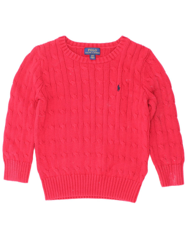 Polo Ralph Lauren Boys Boat Neck Jumper Sweater 3-4 År Rød Bomuld