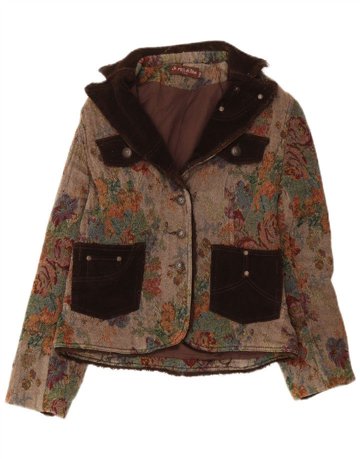 Vintage dame 3-knaps blazerjakke IT 40 Lille flerfarvet blomster