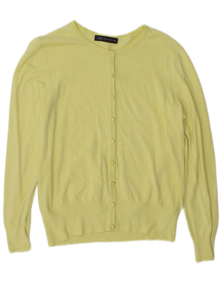 Marks & Spencer Dame Cardigan Sweater UK 14 Large Yellow Viscose