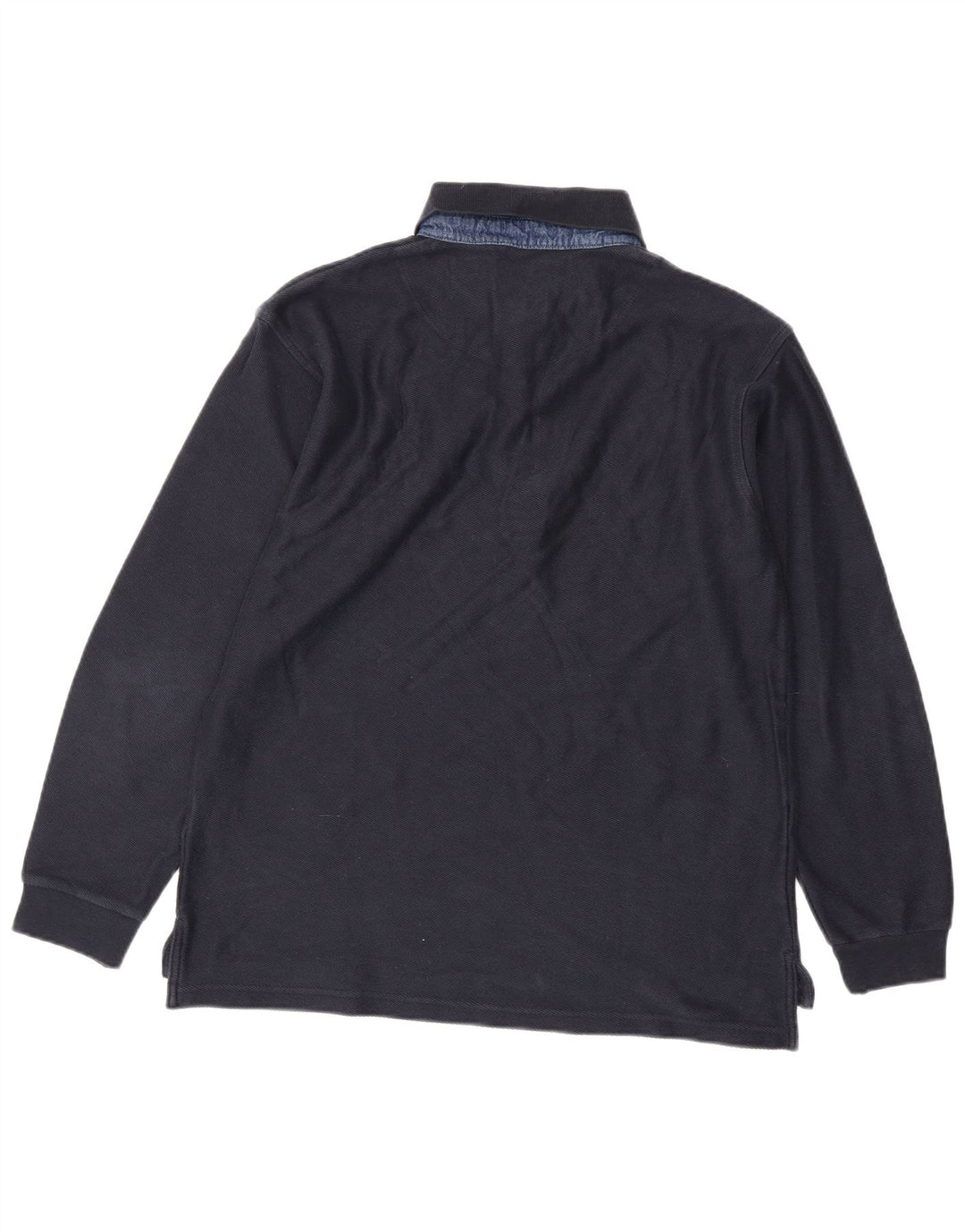 Slam Langærmet Polo Shirt til mænd Stor marineblå bomuld