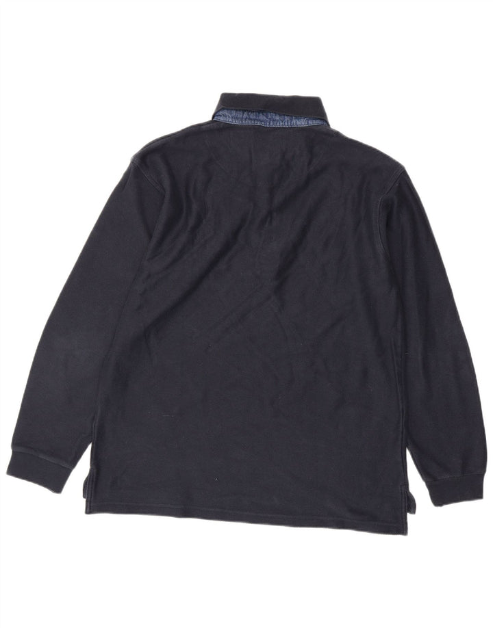 Slam Langærmet Polo Shirt til mænd Stor marineblå bomuld