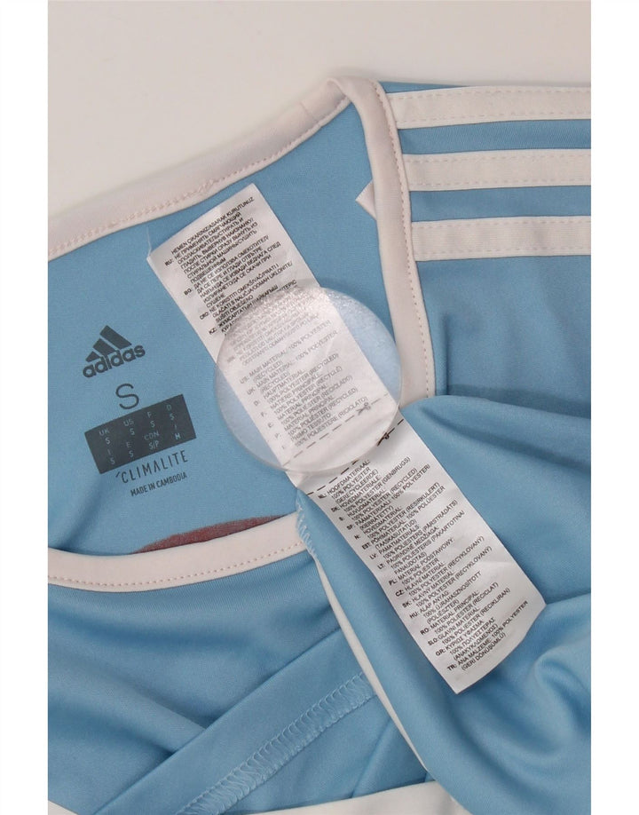 Adidas Herre Climalite Grafisk T-Shirt Top Lille Blå Colourblock Polyester
