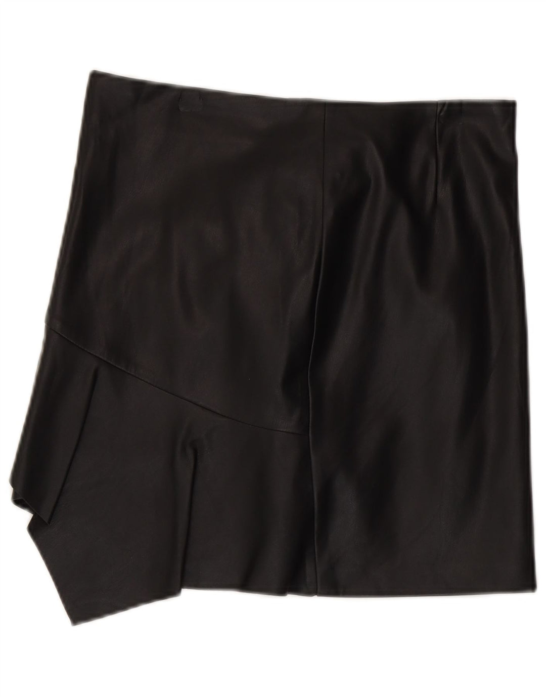 Sisley Womens asymmetrisk lædernederdel UK 12 Medium W30 Black Polyester