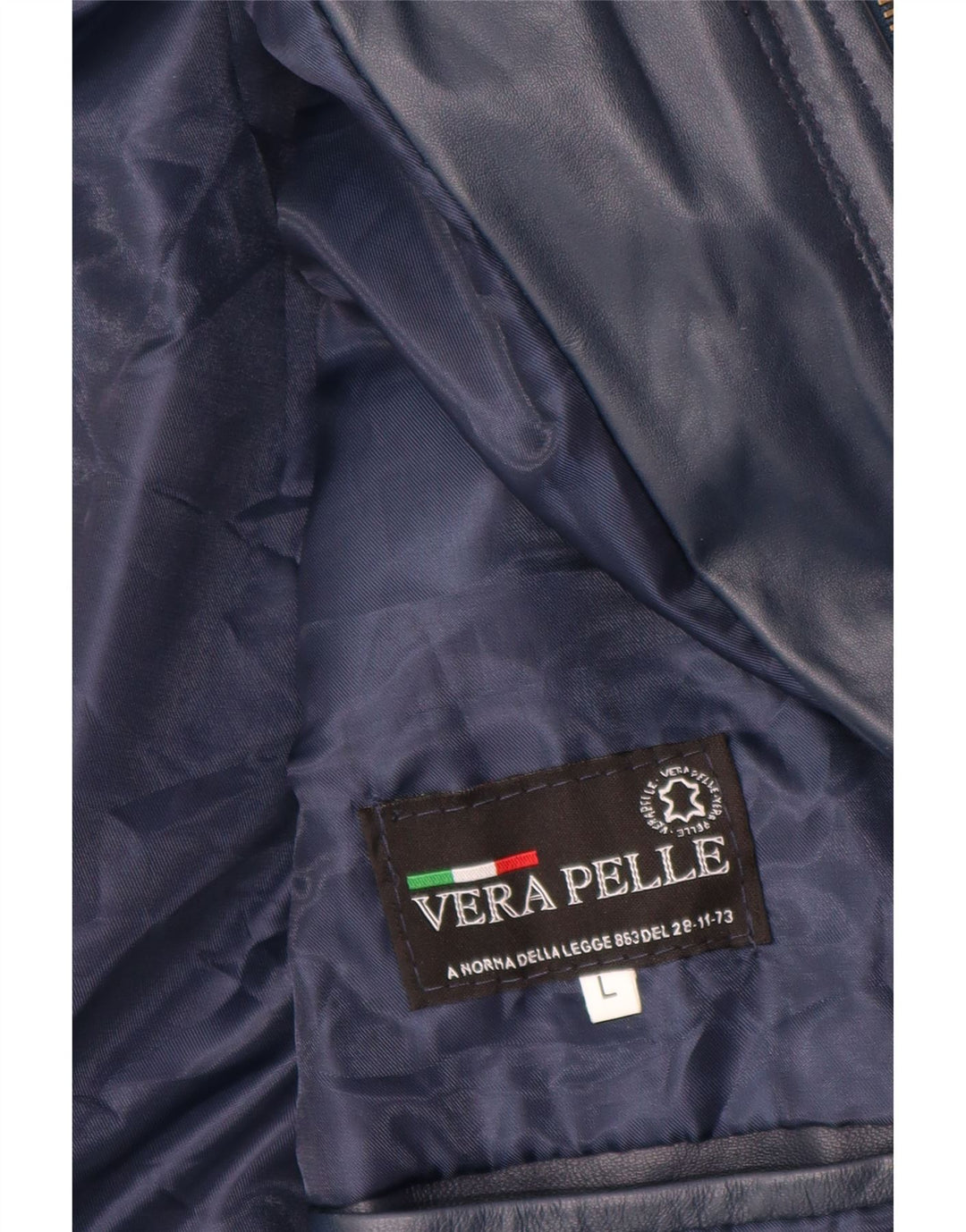 VINTAGE Læderjakke med hætte til kvinder UK 14 Stor marineblå læder