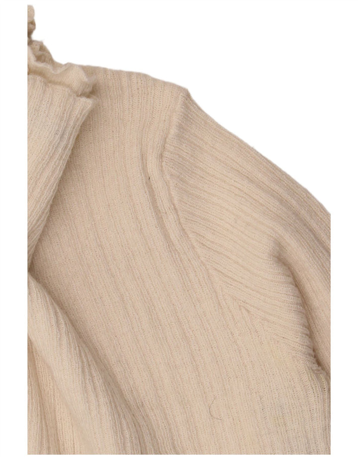 Zara Womens Crop Turtle Neck Jumper Sweater UK 8 Small Off White Polyester