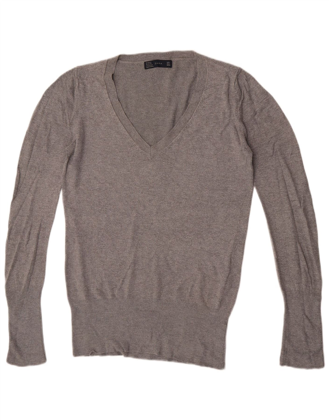 Zara Herre V-hals sweater Stor Grå Flecked Rayon