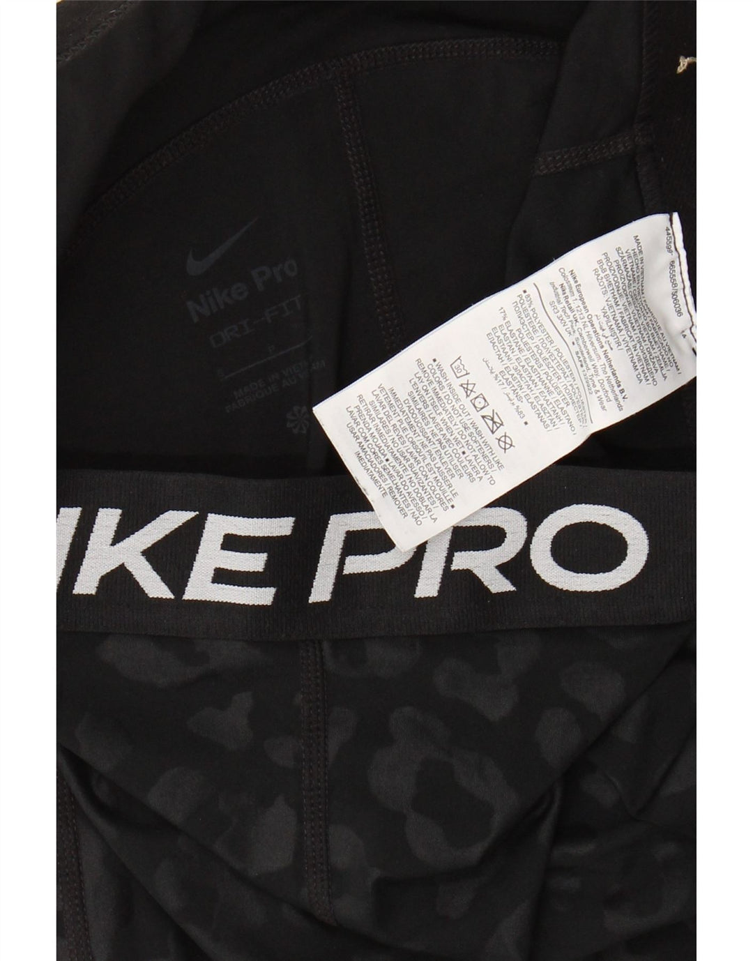 Nike Dame Grafisk Capri Leggings UK 8 Small Black Animal Print Polyester