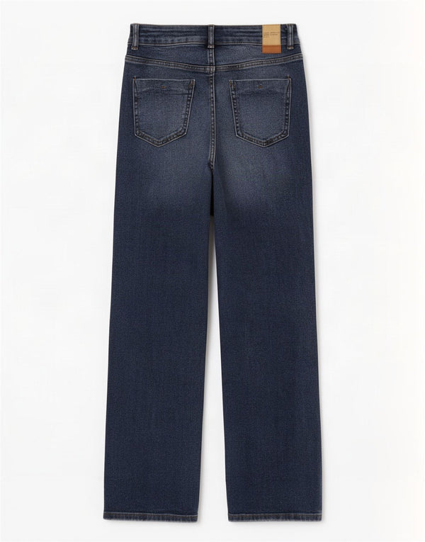 Zara Dame Jeans med høj talje EU 34 2XS W24 L27 Marineblå Bomuld