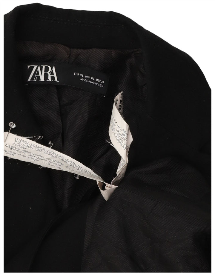 Zara Dame 1 Knap Oversized Blazer Jakke EU 38 Lille Sort Polyester