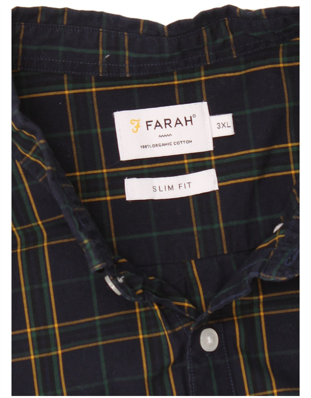 Farah herre Slim Fit skjorte 3XL marineblå ternet bomuld