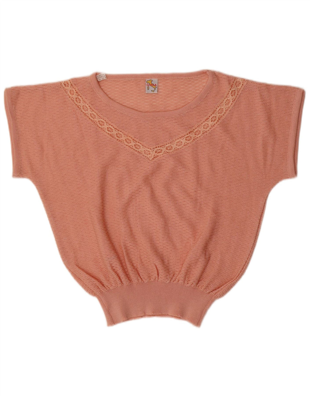 VINTAGE Dame Kortærmet Boat Neck Jumper Sweater UK 14 Medium Pink