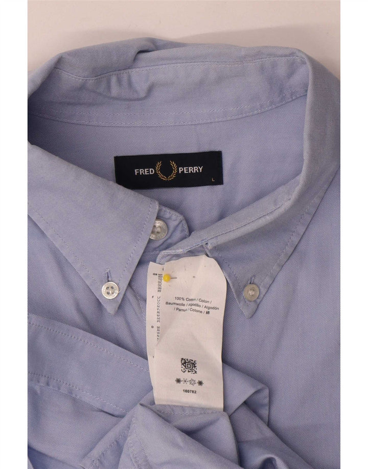 Fred Perry herreskjorte stor blå bomuld
