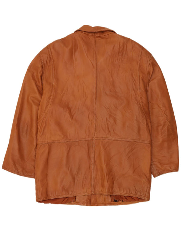 VINTAGE Læderfrakke til mænd IT 54 2XL Brunt Læder