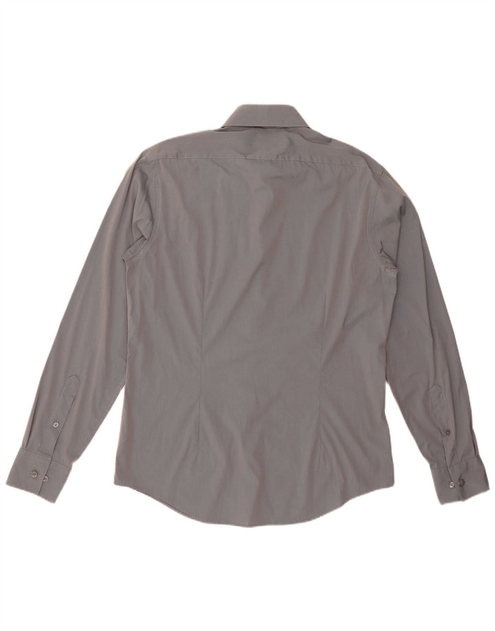 CALVIN KLEIN Herre Slim Fit skjorte str. 40 15 3/4 Medium Grey Bomuld