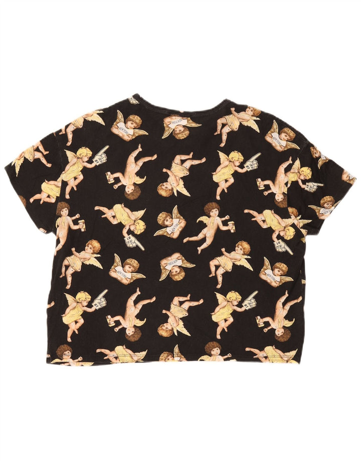 Zara Grafisk T-Shirt Top UK 14 Medium Sort