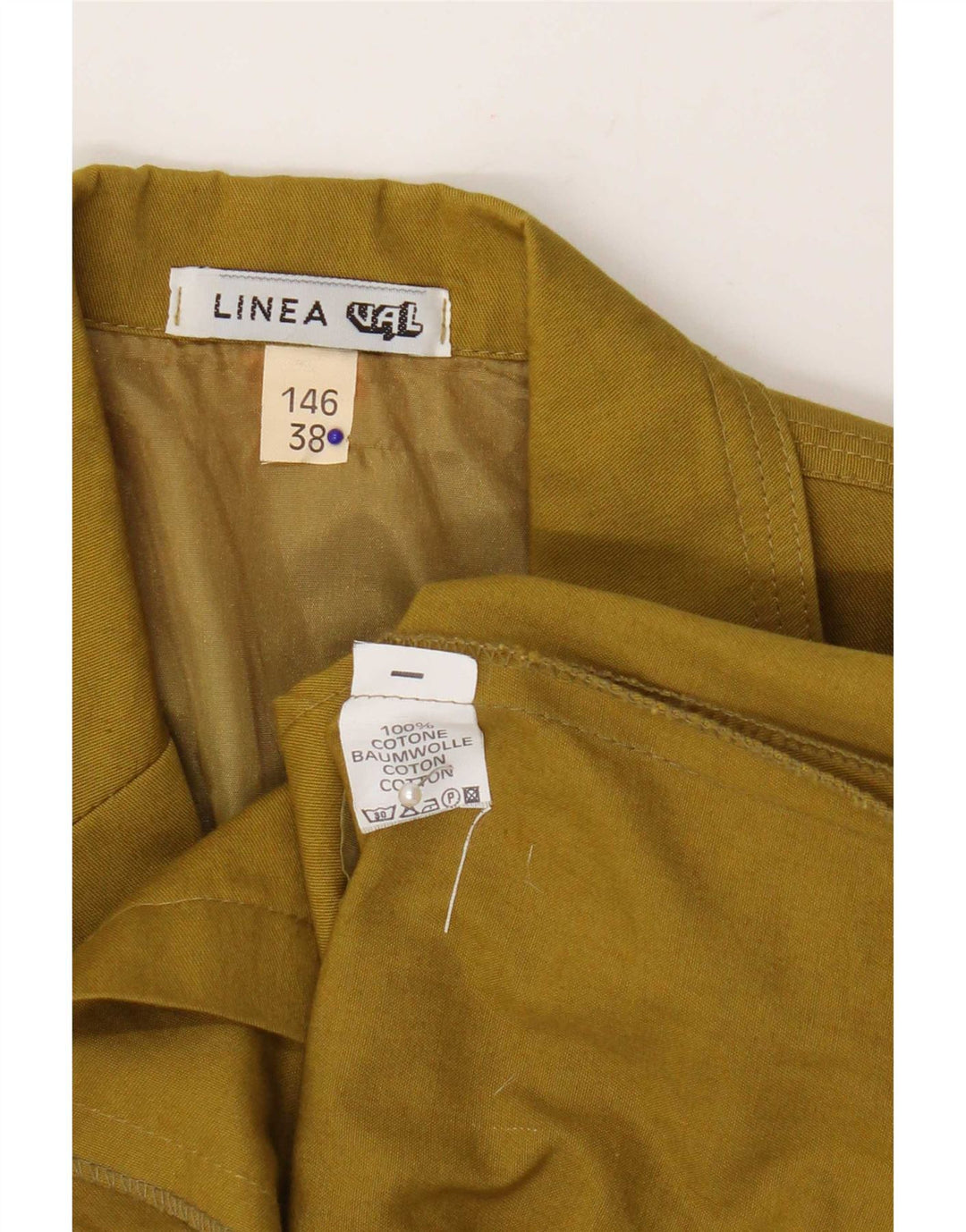 Vintage dame 3/4 ærmer 2-knaps blazerjakke EU 38 Medium Khaki Bomuld