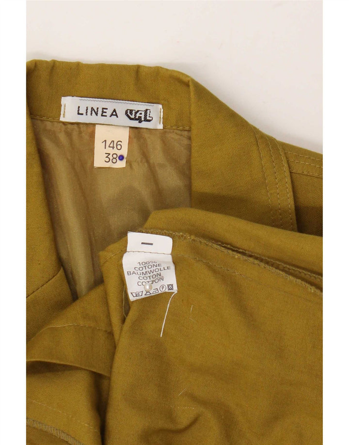 Vintage dame 3/4 ærmer 2-knaps blazerjakke EU 38 Medium Khaki Bomuld