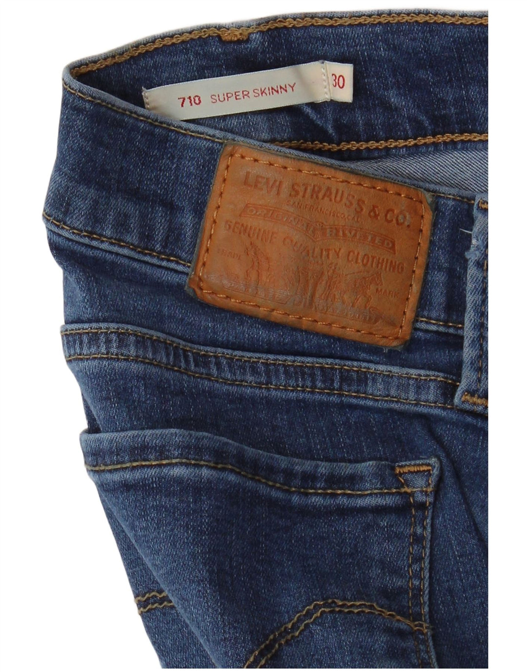 LEVI'S Dame 710 Super Skinny Jeans W30 L31 Blå Bomuld