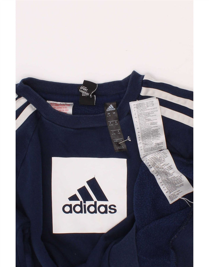 Adidas drenge grafisk sweatshirt trøje 6-7 år marineblå bomuld