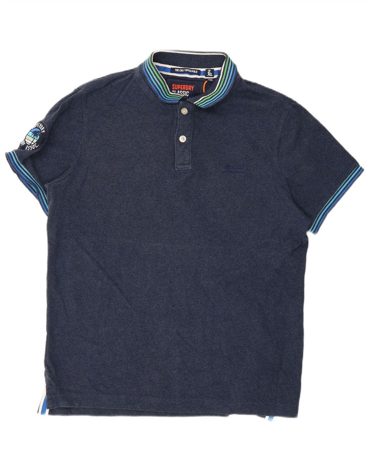 SUPERDRY Grafisk poloshirt til mænd 2XL marineblå