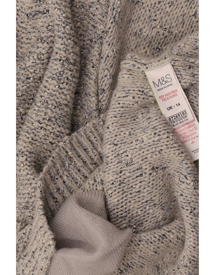 Marks & Spencer dame cardigan sweater UK 14 Medium Blue Flecked Bomuld