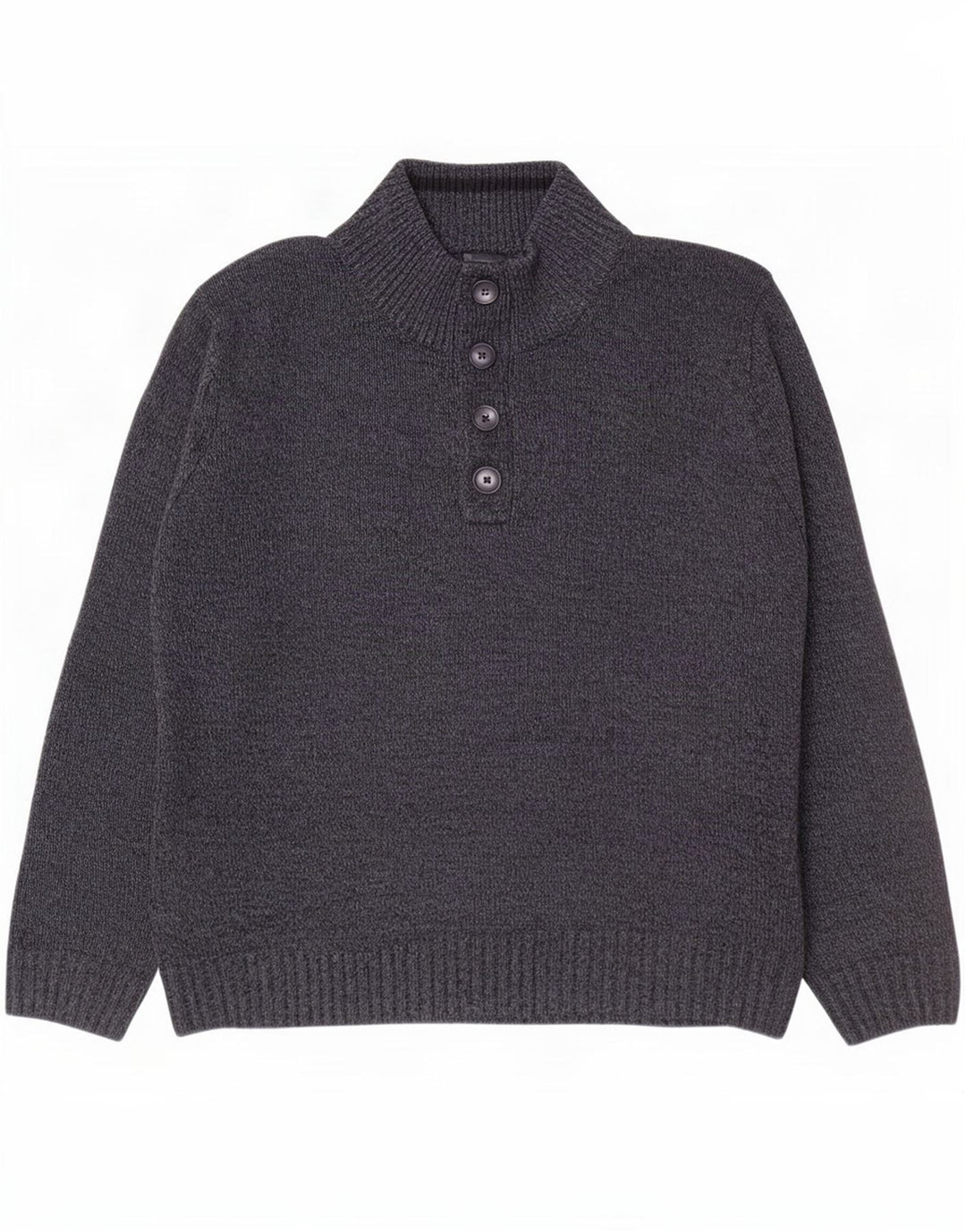 Marks & Spencer Herre Button Neck Jumper Sweater Large Navy Blue Flecked