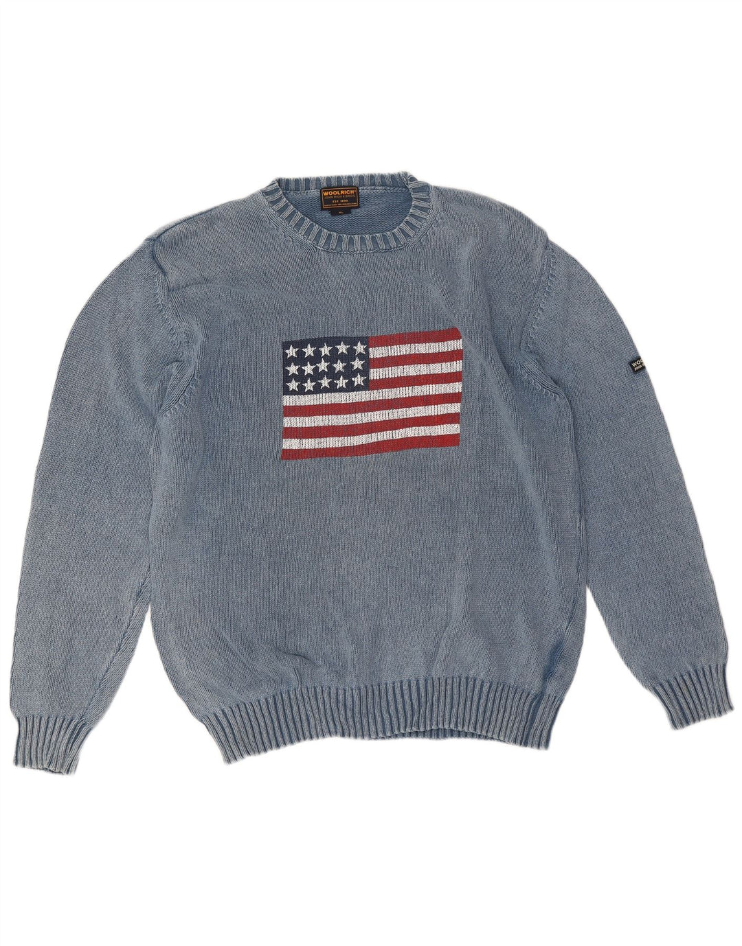 Woolrich Herre grafisk rund hals sweater XL blå bomuld
