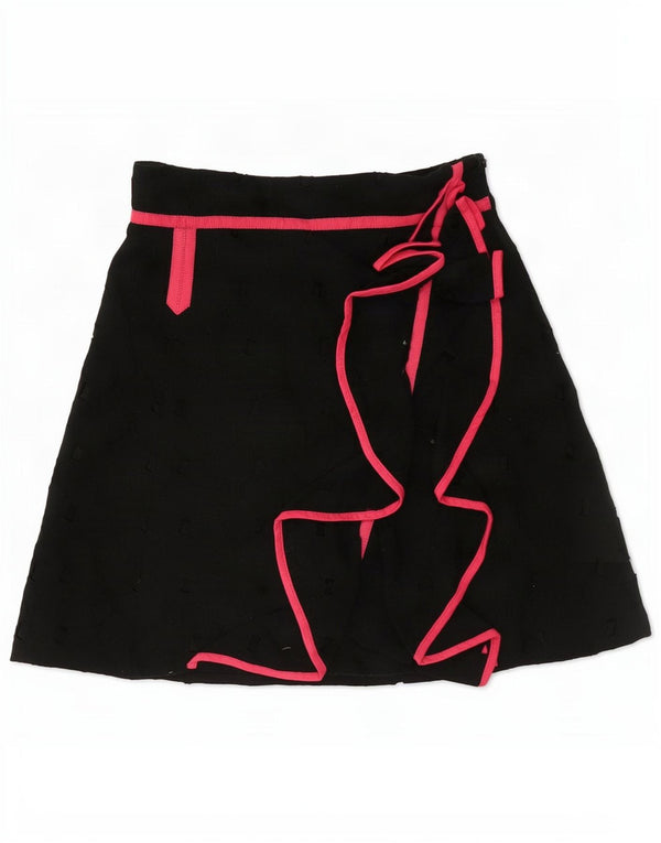 Karen Millen Dame Flæse Nederdel UK 8 Small W26 Sort Geometrisk Bomuld