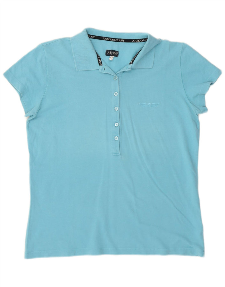 Armani Dame Polo Shirt UK 14 Medium Blue