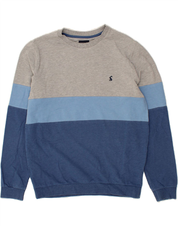 JOULES Womens Sweatshirt Jumper UK 14 Medium Navy Blue Colourblock Cotton Vintage Joules and Second-Hand Joules from Messina Hembry 