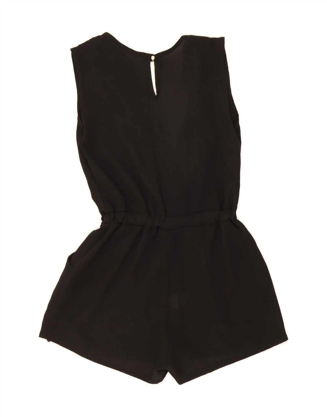 VINTAGE Womens Sleeveless Playsuit UK 12 Medium  Black Polyester Vintage Vintage and Second-Hand Vintage from Messina Hembry 