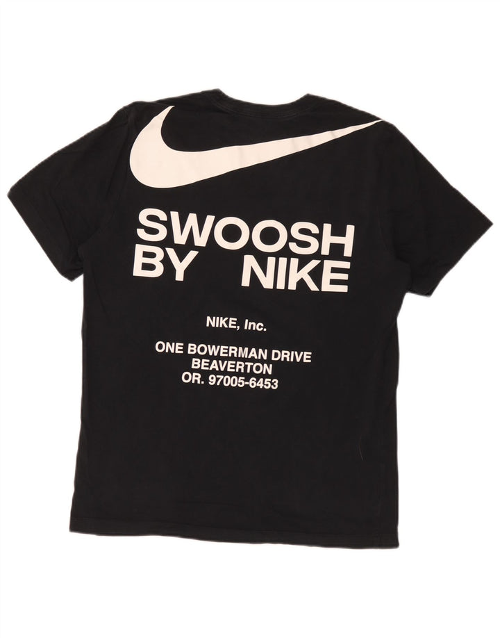 Nike Herre Swoosh Grafisk T-shirt Top Medium Sort Bomuld