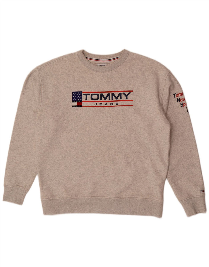 Tommy Hilfiger Herre grafisk sweatshirt Jumper Medium Grey Flecked Bomuld