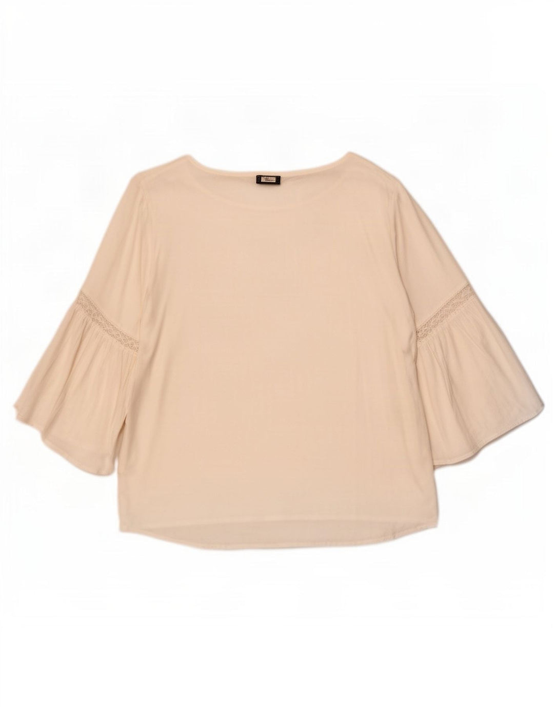 Benetton Dame 3/4 ærmet bluse Top UK 14 Medium White Viscose