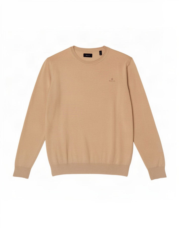 Gant herre rund hals sweater stor beige hør
